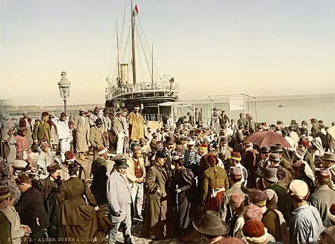 Arrival of a steamer, Algiers, Algeria, ca. 1899